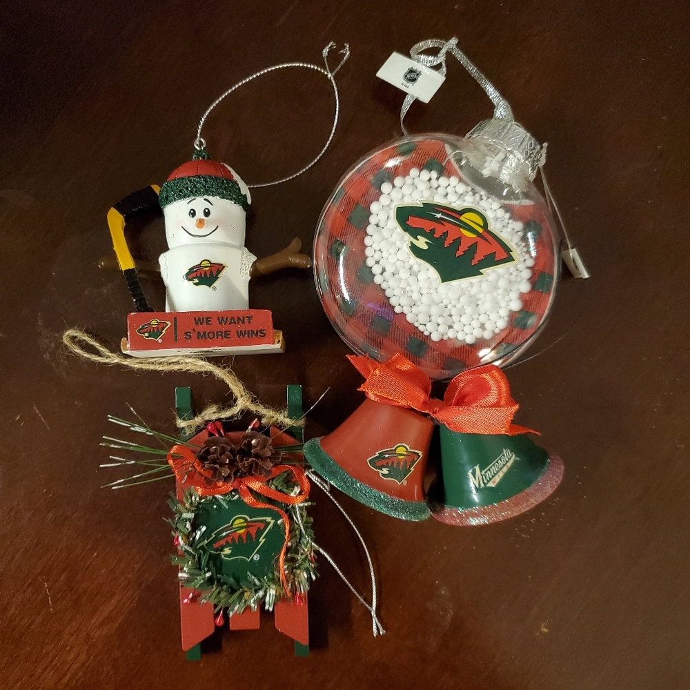 Minnesota Wild Christmas Ornaments set of 4